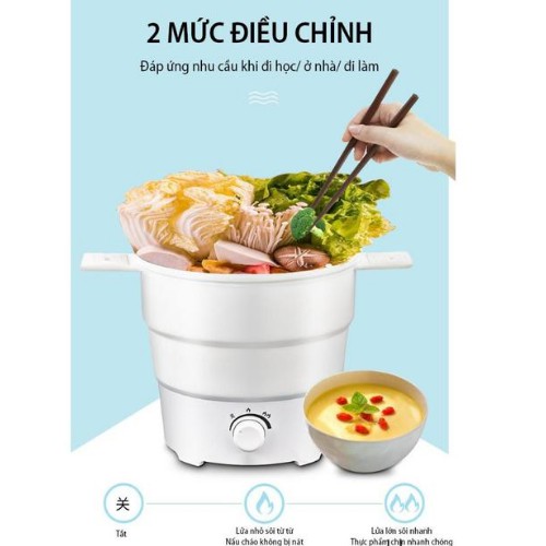 Nồi Điện Đa Năng Gấp Gọn Nấu Lẩu, Mì, Hấp, Cháo