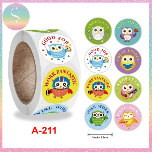 [HOTIS] 45 MẪU - Sticker cuộn 500 nhãn dán khen thưởng học sinh tạo động lực