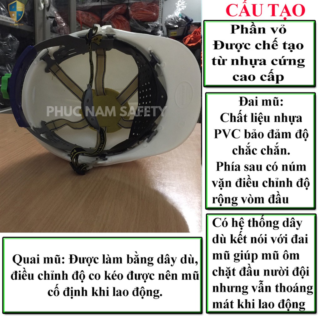 Mũ bảo hộ lao động , mũ an toàn lao động có núm vặn, mũ bảo hộ, Bảo hộ lao động Phúc nam