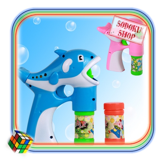 Đồ Chơi Súng Bắn Bong Bóng Xà Phòng Cá Heo Có Nhạc, Có Đèn Phát Sáng Dành Cho Bé 02091