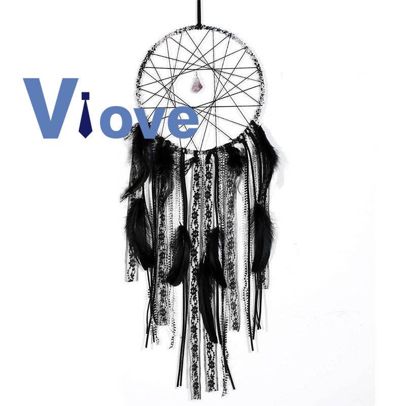 Lưới Giấc Mơ Dreamcatcher Phối Ren Và Đá Thạch Anh Tím Tự Nhiên