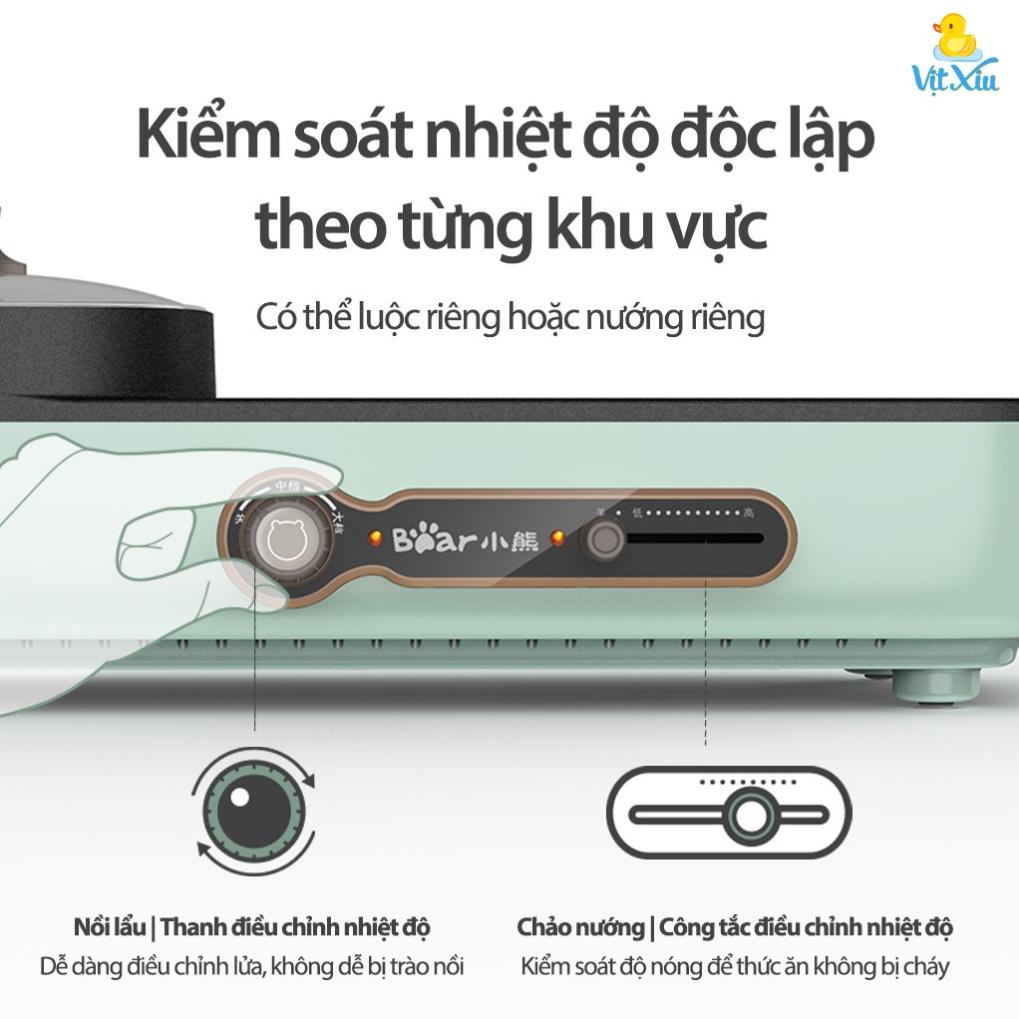 [Mã ELHADEV giảm 4% đơn 300K] Bếp Lẩu Nướng Điện 2 Ngăn Đa Năng 2in1 Bear DKL-C15G1 3L - Bảo Hành 18 Tháng