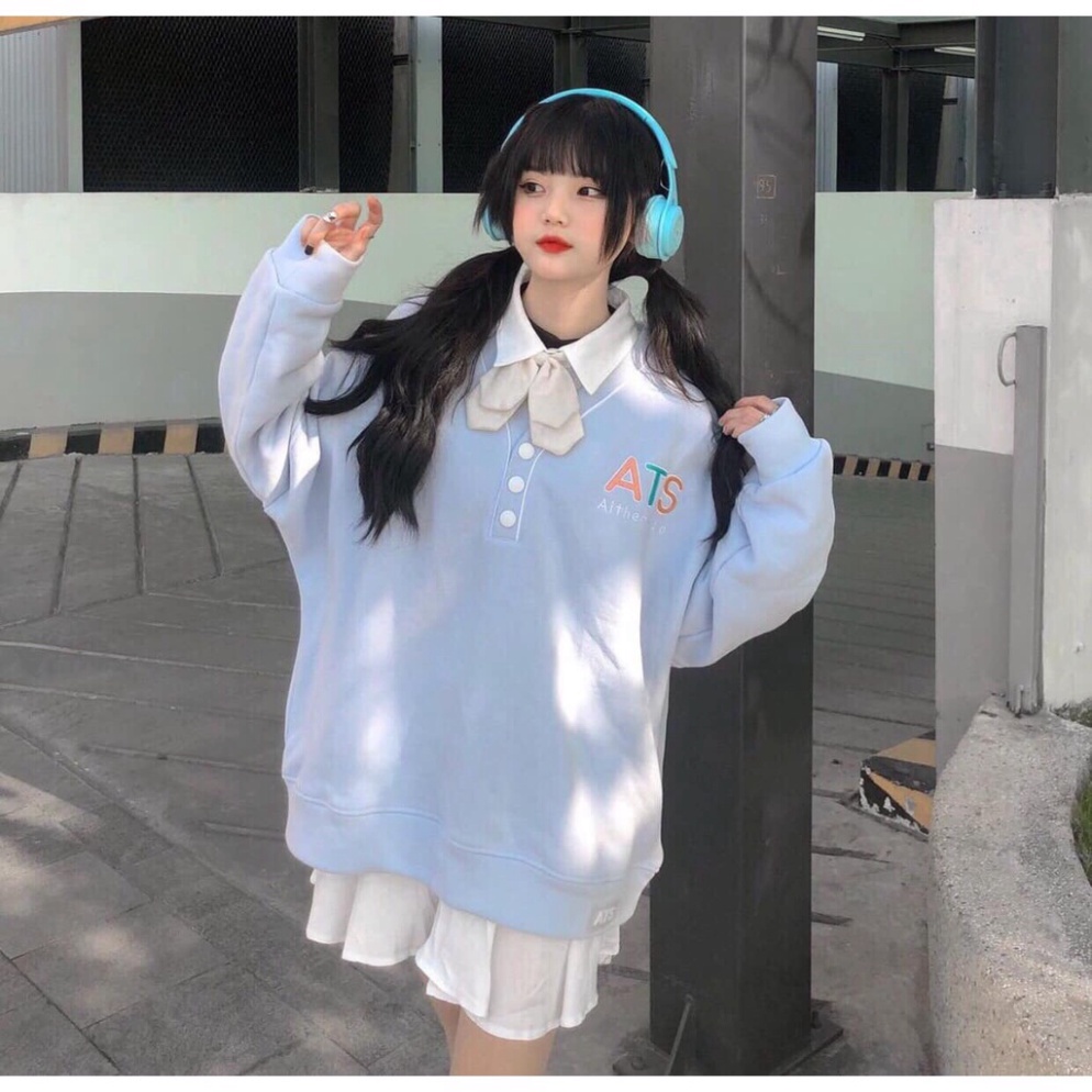 Áo Nỉ Sweet Nữ Form Rộng ATS Tay Dài Bồng Dày Dặn-🔥Áo khoác phom rộng Freeship extra🍀ONE UNISEX | BigBuy360 - bigbuy360.vn