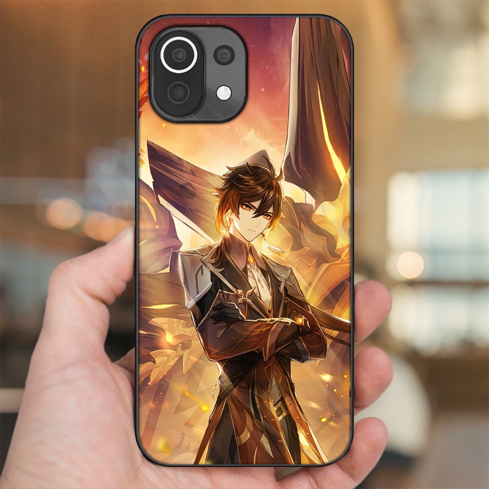 Ốp lưng Xiaomi Mi 11 Lite viền đen in hình Zhongli Genshin Impact