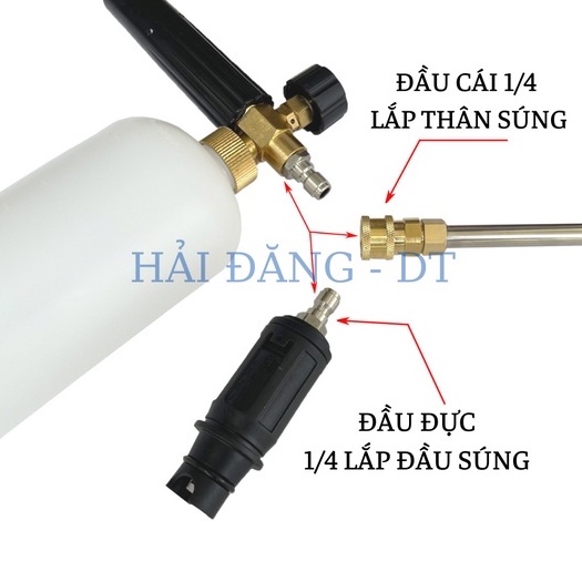 Bộ Súng Xịt Rửa Xe Và Bình Phun Bọt Tuyết Cao Cấp Cho Máy Rửa Xe Áp Lực Cao, Máy Rửa Xe Cao Áp )