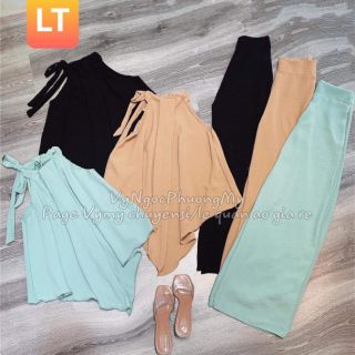 Set Áo Cổ Yếm Quần Ống Rộng
