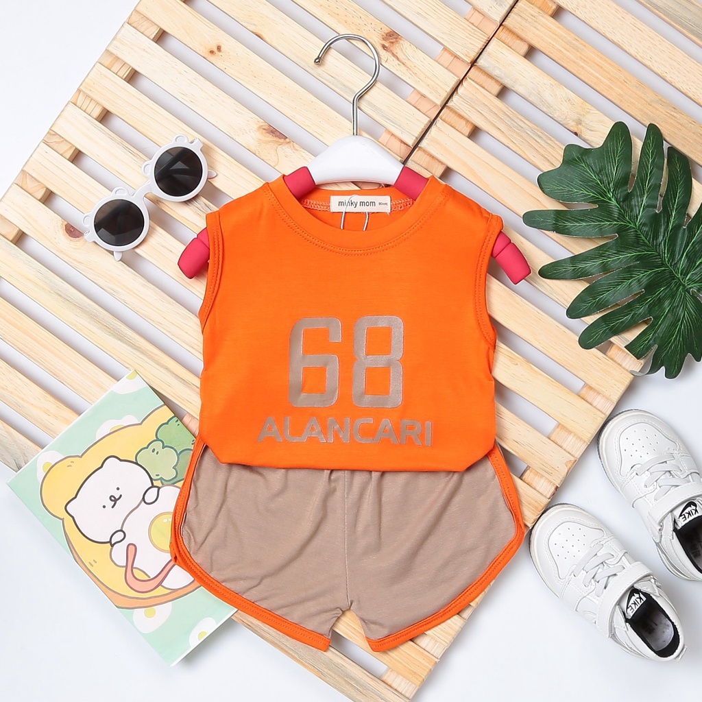 Bộ sát nách thun lạnh minkymom mẫu in số cho bé