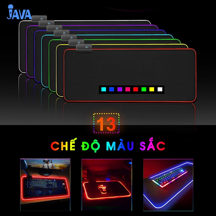 Lót chuột chơi game, bàn di chuột đèn LED RGB loại 1 90x40 và 80x30cm