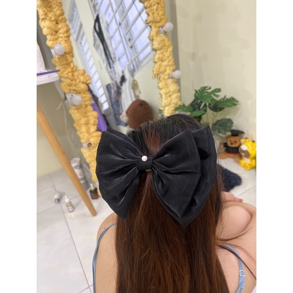 [ NAKI SHOP ] Kẹp nơ tiểu thư xinh ĐÍNH NGỌC xinh xắn cao cấp bản to