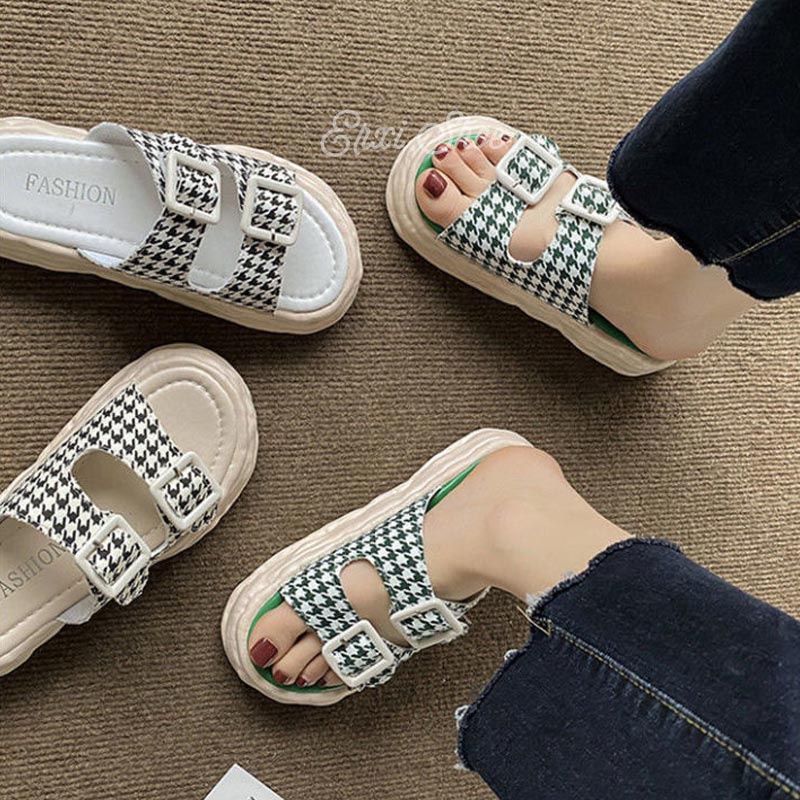 Oeggeo shop Giày Đế Dày Họa Tiết Lưới Giấc Mơ Cho Nữ