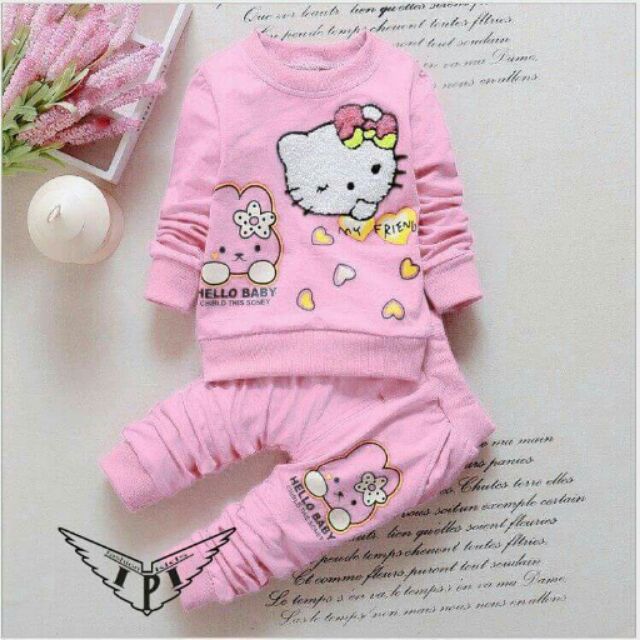 Bộ đồ dài tay bé gái hello kitty