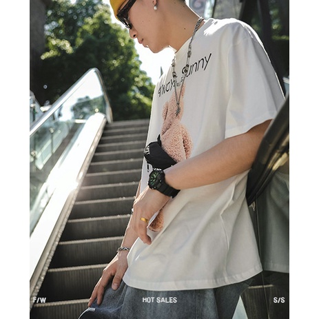 Áo thun nam form rộng chất 100% cotton mềm mịn thấm hút hồ hôi Familylove Gấu Always Sunny Hot Trend