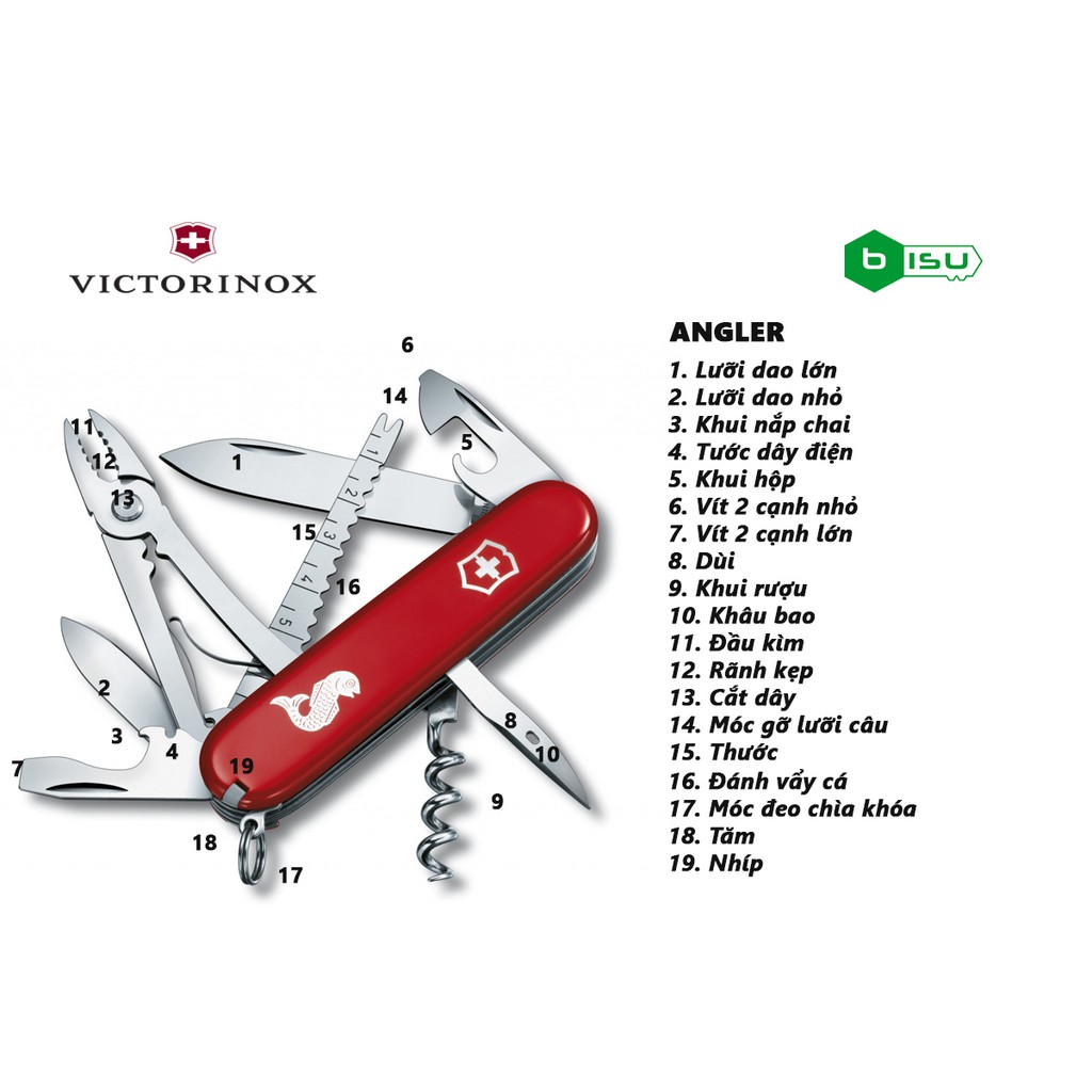 Dụng cụ đa năng Victorinox - 91mm - Angler Red