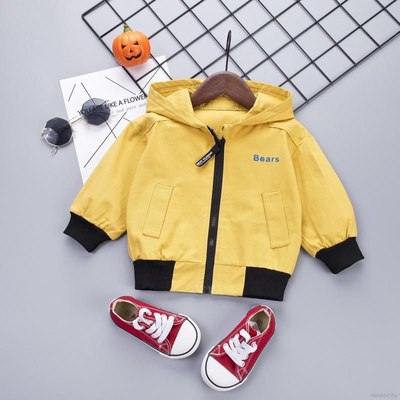 Áo khoác có dây khóa kéo họa tiết chữ thời trang Hàn dành cho bé