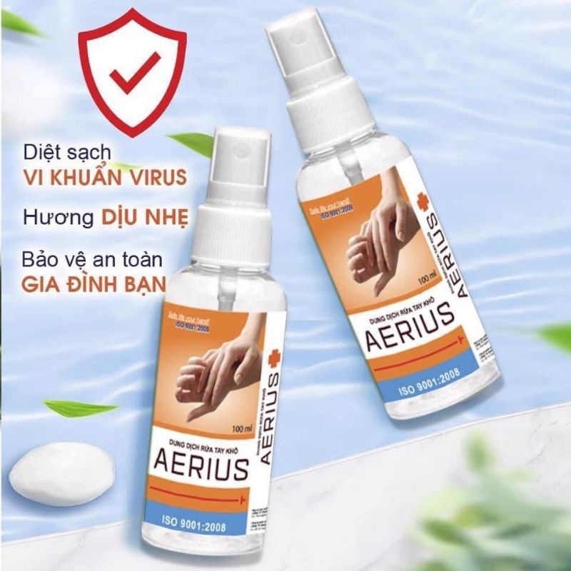 Gel xịt sát khuẩn AERIUS- Dung dịch rửa tay khô sát khuẩn, diệt khuẩn 99% Đã Được Kiểm Định | WebRaoVat - webraovat.net.vn