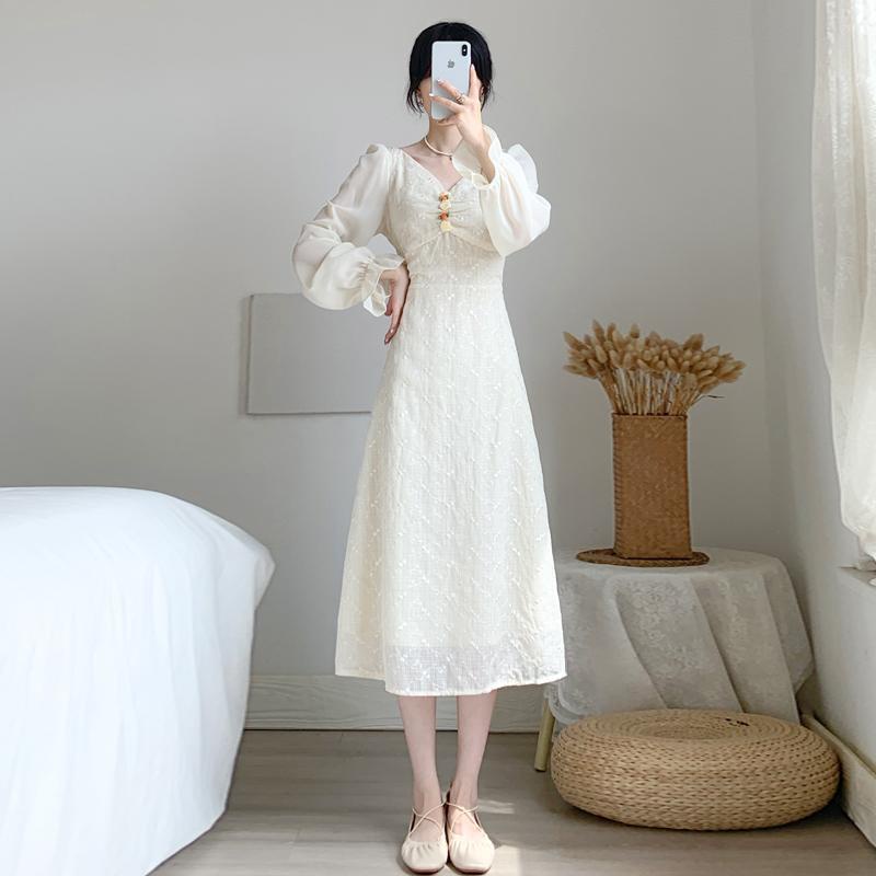 Đầm Cổ Chữ V Nhấn Eo Tôn Dáng Hợp Thời Trang Phong Cách Kiểu Pháp Thanh Lịch