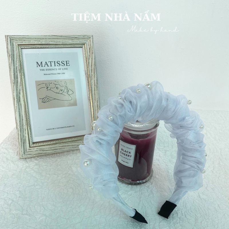 BỜM / CÀI TÓC NHÚN 2 LỚP VẢI PHI PHỐI VOAN - [ Nhà Nấm handmade ]