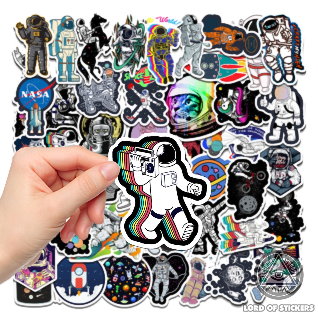 Set 50 Hình Dán Sticker Chủ Đề Không Gian Vũ Trụ NASA Cute Chống Thấm Nước Trang Trí Mũ Bảo Hiểm, Laptop, Ván Trượt, Sổ