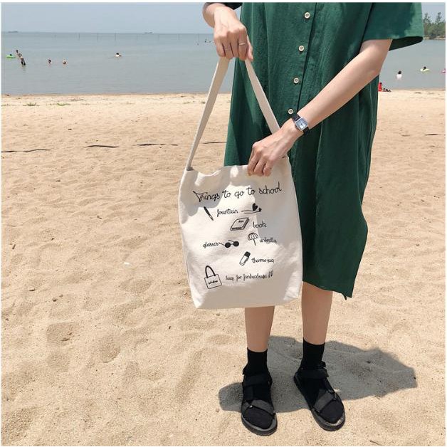 [Tặng quà hấp dẫn] Túi tote Vải Canvas 1 quai in chữ in hình siêu hot