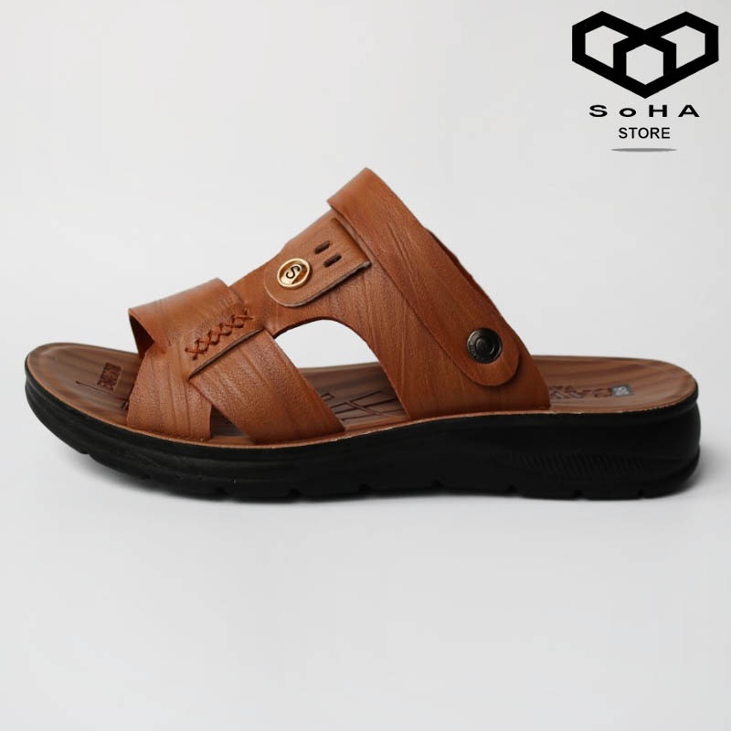 Dép Da Nam Đế Cao Su Đúc Nguyên Khối Cao Cấp SoHA Store SH01