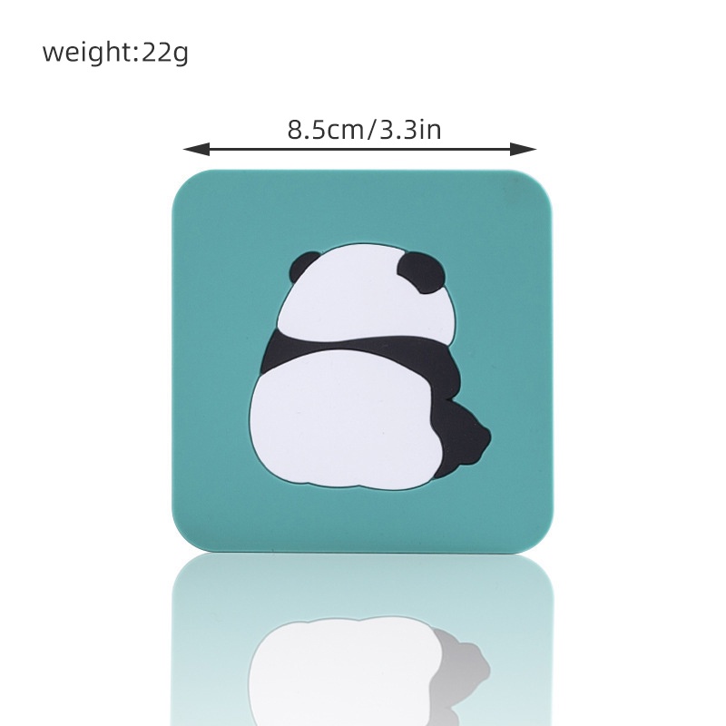 Miếng lót ly silicon HOUSEEKER mềm chịu nhiệt và chống trượt hình vuông họa tiết hoạt hình xinh xắn tiện lợi cho nhà bếp