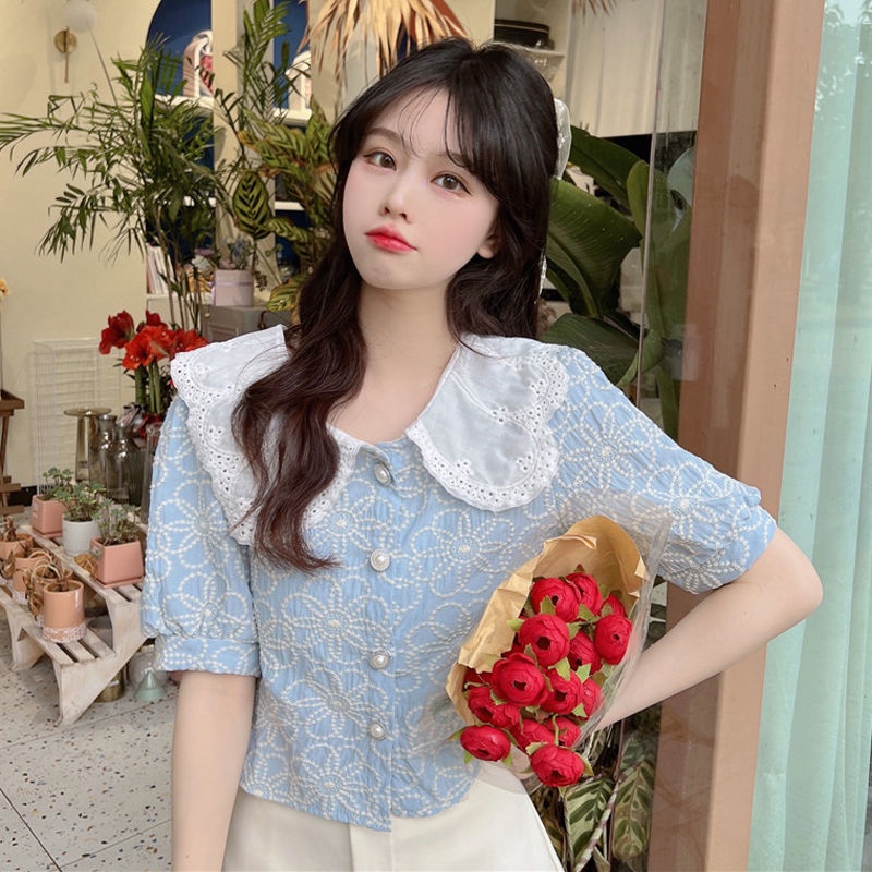 Áo Tay Ngắn Thêu Họa Tiết Plus Size Cho Nữ