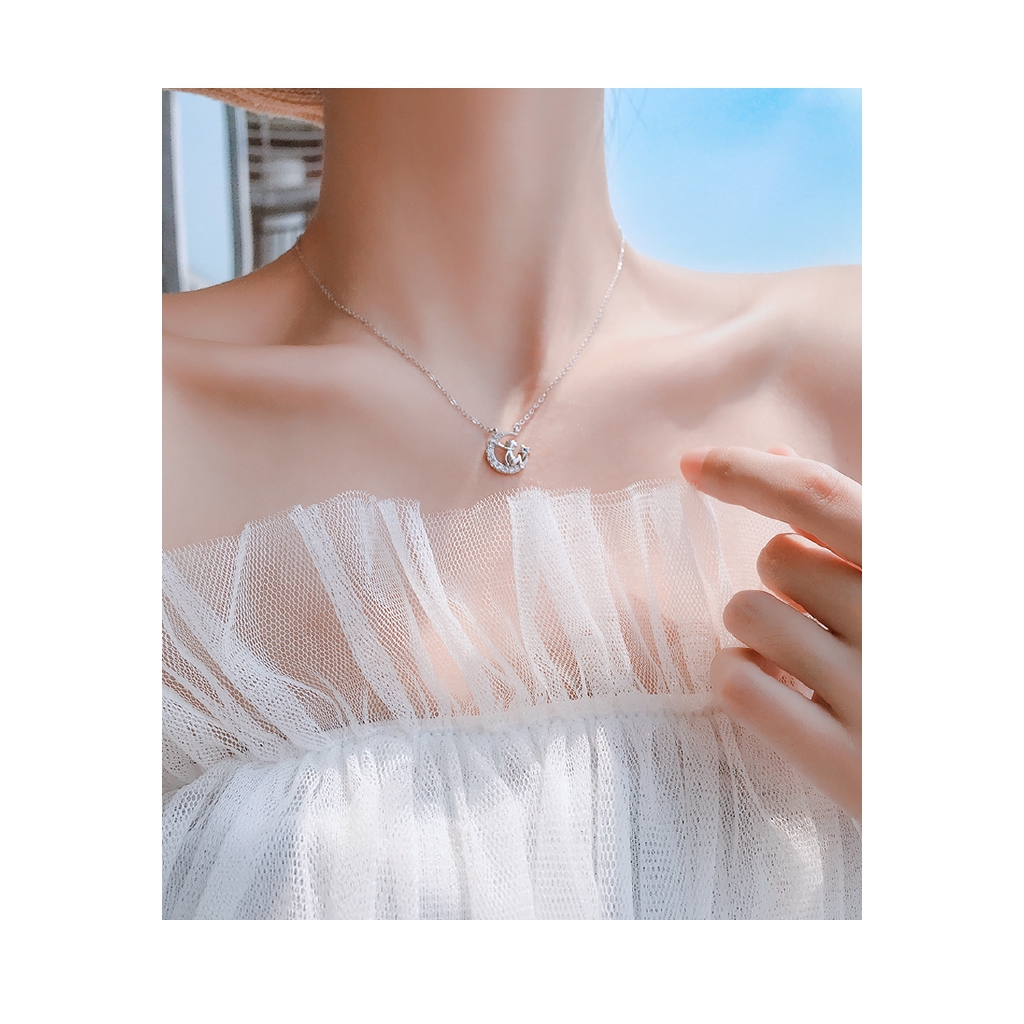 Silver 925 Beautiful Small Moon Necklace For Women