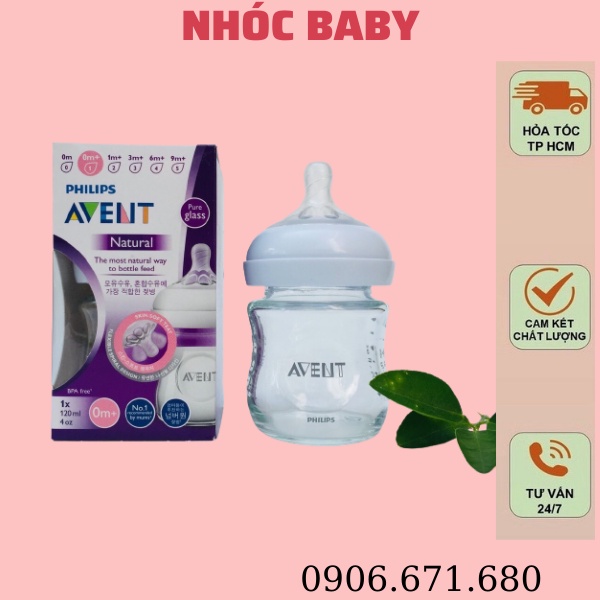 Bình sữa Philips Avent thủy tinh 120ml 240ml Chống Đầy Hơi Chống Sặc - 1 Đổi 1 Nếu Lỗi NSX