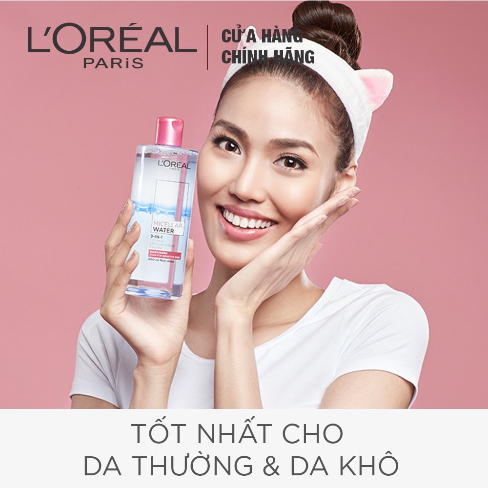 Nước tẩy trang L'Oreal 3- In -1 Moisturizing Hồng 400 ml