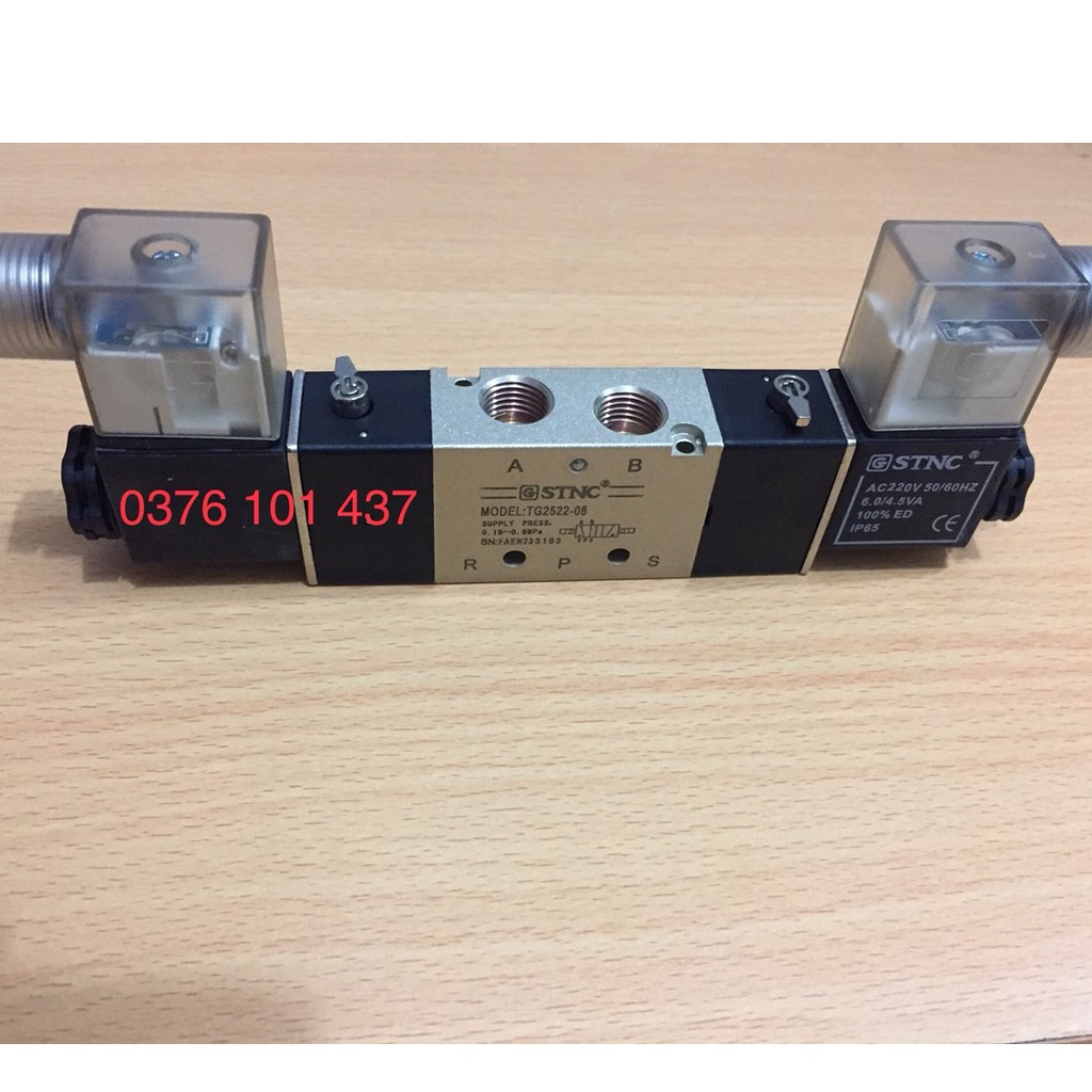 VAN ĐIỆN TỪ KHÍ NÉN SOLENOID 5/2 TG 2522-08 STNC, VAN ĐIỀU KHIỂN XI LANH KHÍ NÉN, VAN KHÍ NÉN 2 ĐẦU ĐIỆN  SOLENOID