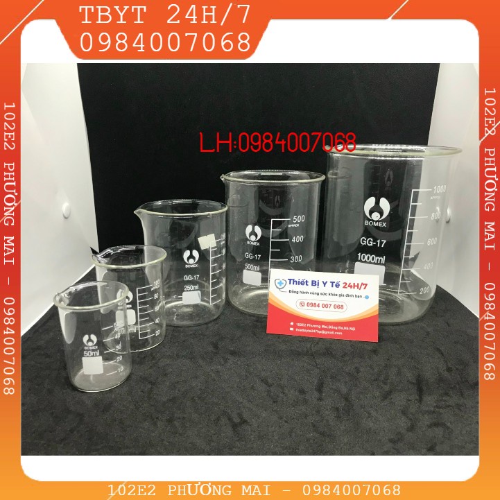 Cốc Đong Thủy Tinh Thí Nghiệm Chịu Nhiệt Từ 50ml Đến 1000ml