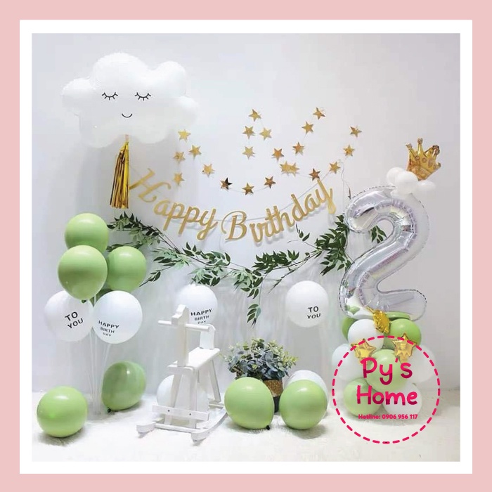 🌸🌻🌼 Bong Bóng In Chữ Happy Birthday + To You + 1 Happy Birthday- Phụ kiện trang trí sinh nhật - Phong cách Hàn Quốc