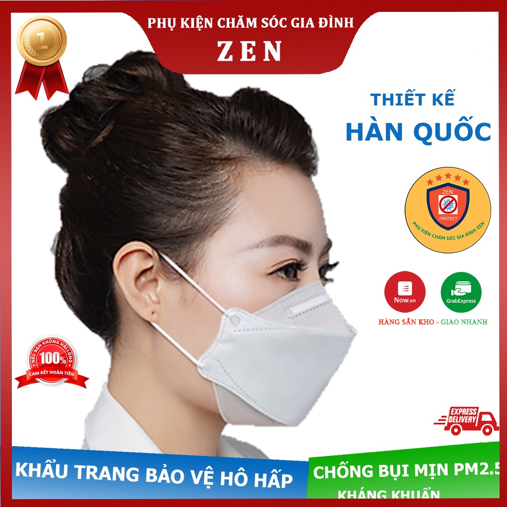 Khẩu Trang KF94 Y Tế Kháng Khuẩn 4D QUỲNH AN 4 Lớp Màu Trắng, Công Nghệ Hàn Quốc, Ôm Sát Mặt, Bảo Vệ Sức Khỏe