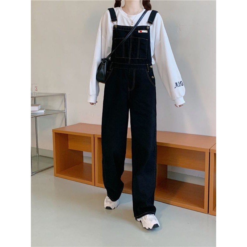 (Order 10 ngày)_ Y12 Quần Yếm Jeans Đen Cá Tính | BigBuy360 - bigbuy360.vn