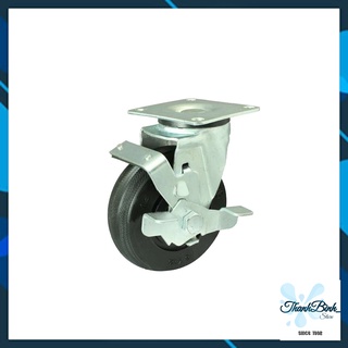Bánh xe cao su lõi thép có khoá/ bánh xe đẩy hàng- đường kính 130mm