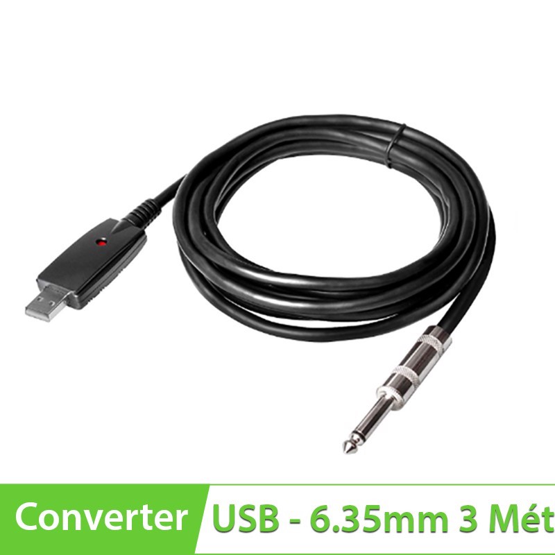 Dây cáp 3m chuyển đổi giao diện jack 6.5mm cổng nối USB cho đàn guitar