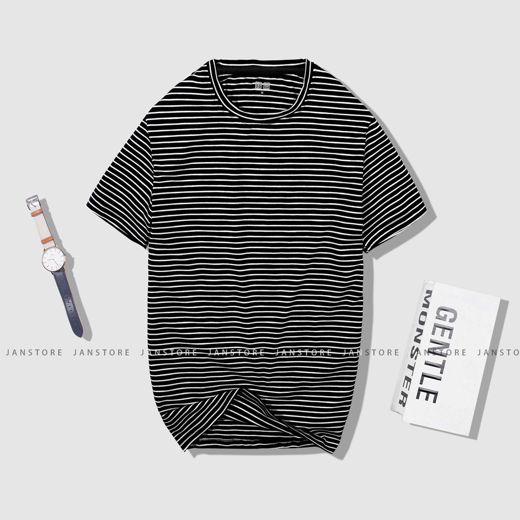 Áo phông kẻ Unisex ngắn tay cổ tròn , áo thun kẻ 100% cotton cho nam nữ VNXK Jan Store | BigBuy360 - bigbuy360.vn