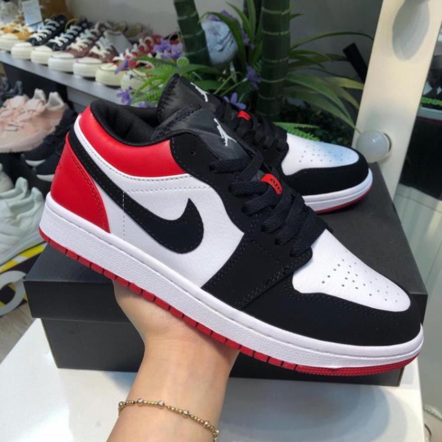 [Xả Kho Siêu Khủng] Giày Thể Thao Jordan 1 Low, JD1 đỏ đen cổ thấp nam nữ hàng cao cấp