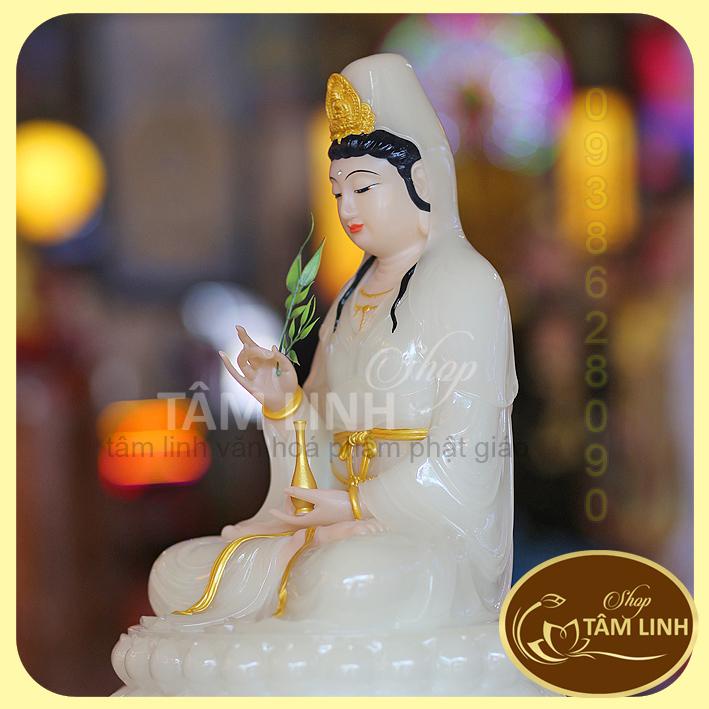 Tượng Quan Âm Bồ Tát cao 50 cm bằng đá Poly Siêu Đẹp