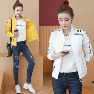 Áo khoác thiết kế kiểu bóng chày tay dài có khóa kéo cho nữ