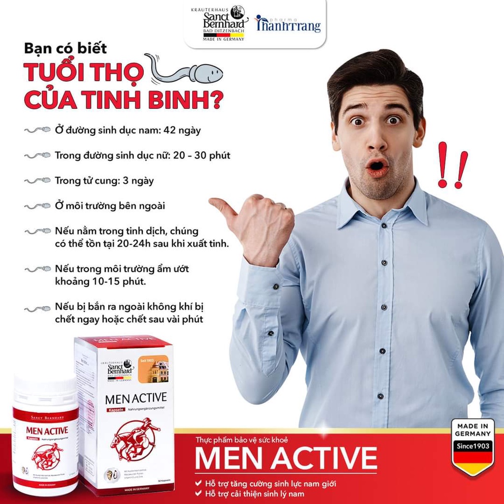 Men Active Kapseln 30 viên - Hỗ trợ tăng cường sinh lực nam giới, giúp cải thiện sinh lý nam