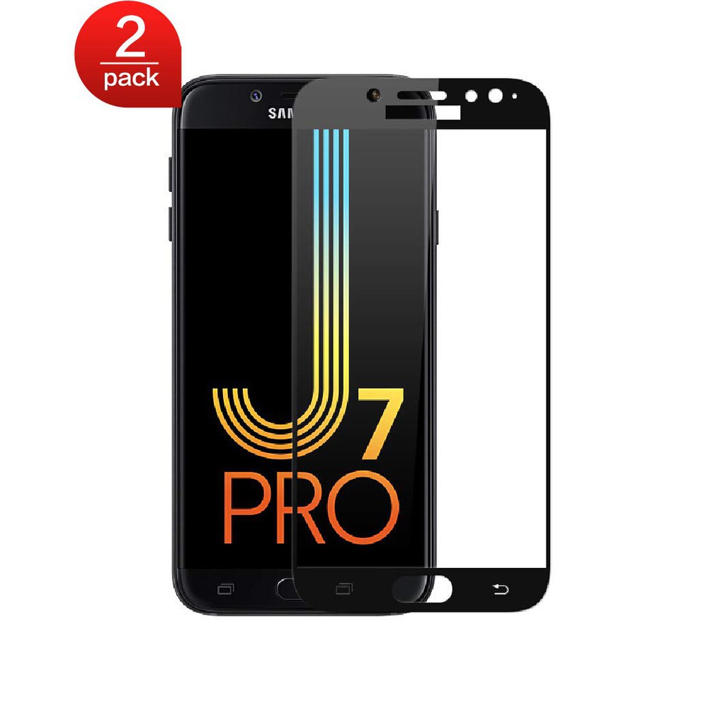 2PCS 9H Hardness Samsung Galaxy J7+ J7 Plus Tempered Glass Full Coverage Samsung J7 Pro Screen Protector