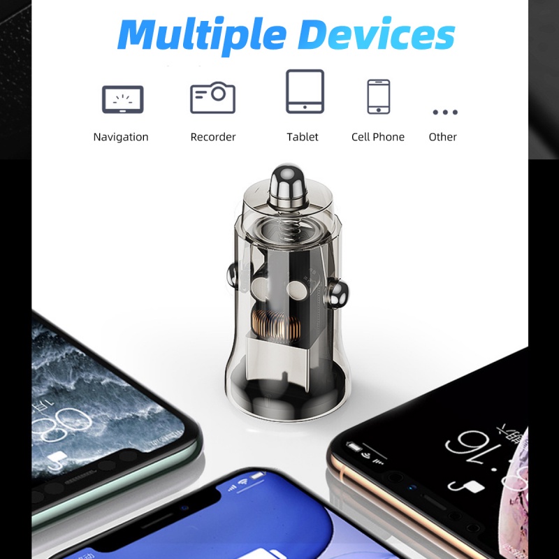 Cốc Sạc Nhanh Điện Thoại Di Động HdoorLink Mini Hai Cổng PD 3.0 3A 48W Cho Xe Hơi