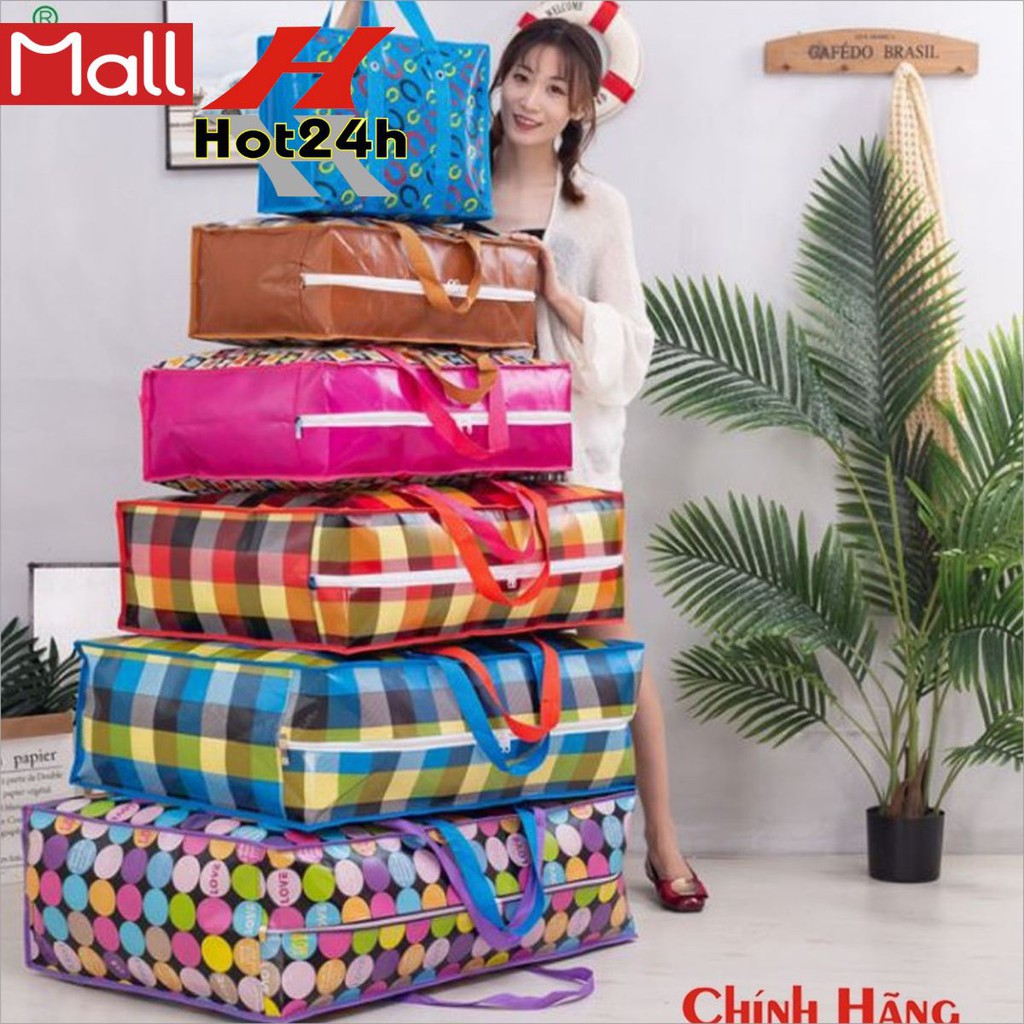 Túi đựng quần áo, chăn màn size lớn loại 1, Túi đựng đồ dáng ngang, có quai xách và khóa kéo tiện dụng gia đình