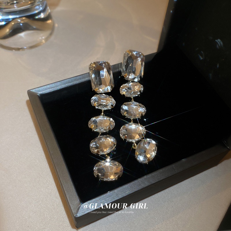 Bông Tai Dáng Dài Phối Tua Rua Mạ Bạc Phong Cách Âu Mỹ Thời Trang