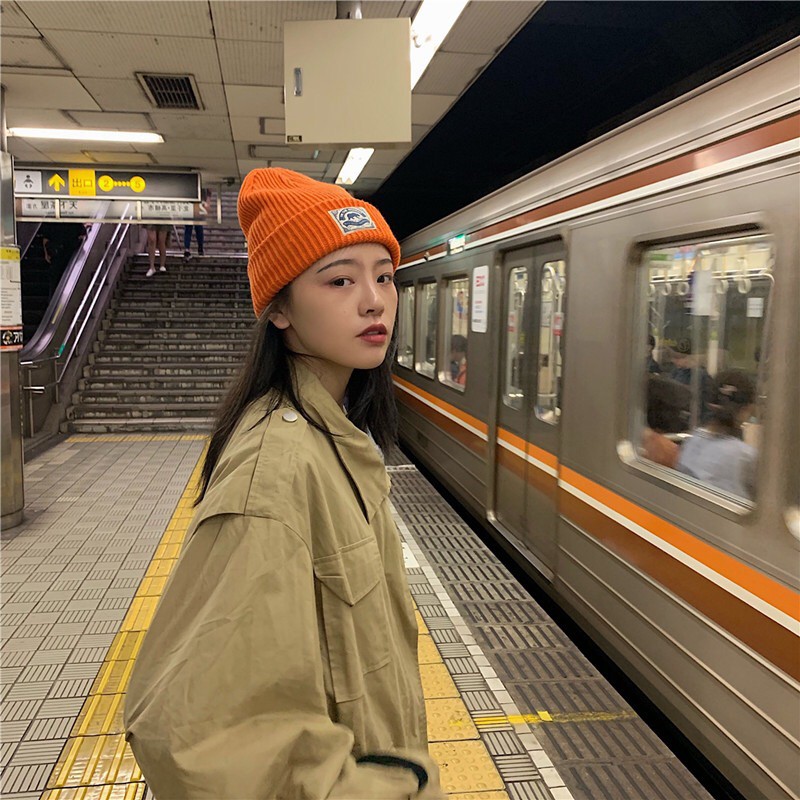 Nón Len Hai Lớp Thêu Hình Gấu Bắc Cực Phong Cách Đường Phố Mỹ Màu Sắc