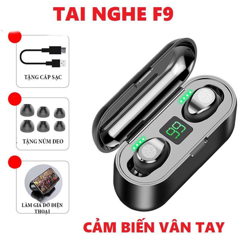 Tainghe siêu Bass, cảm ứng vân tay, pin trâu, kết nối nhanh, ổn định tai phone nghe nhạc f9 cao cấp