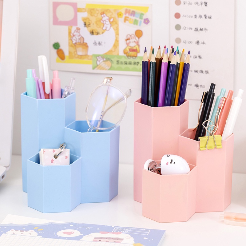 Lọ đựng bút để bàn, hộp đựng bút nhựa cute cho học sinh