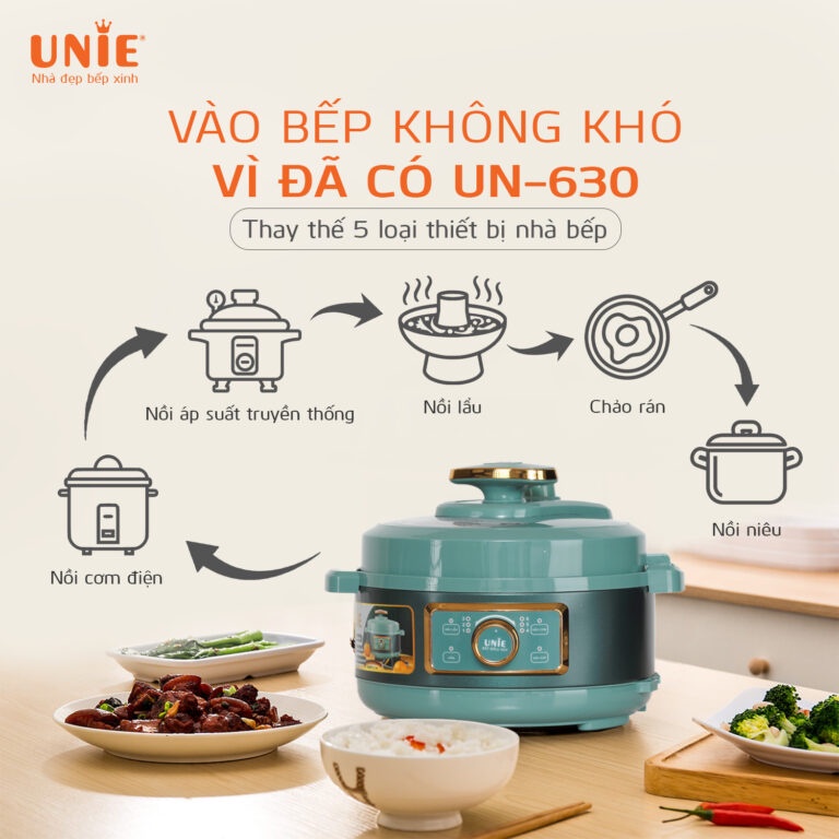 [Mã ELHADEV giảm 4% đơn 300K] (Mã CHUT002 giảm 8%) Nồi áp suất điện UNIE UN-630 - Hàng Chính Hãng