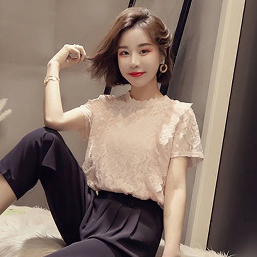 Áo Thun Nữ Tay Ngắn Phối Ren Đơn Giản